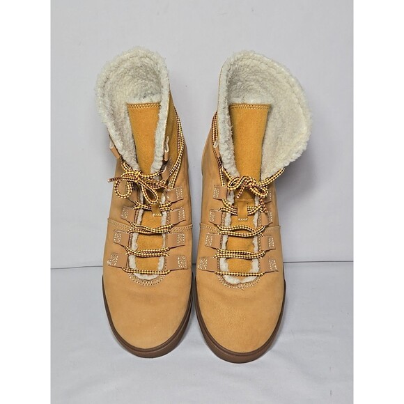 Timberland Dausette Teddy Fleece Fold Down Boots Wheat Nubuck Womens Size 8 - Picture 7 of 10